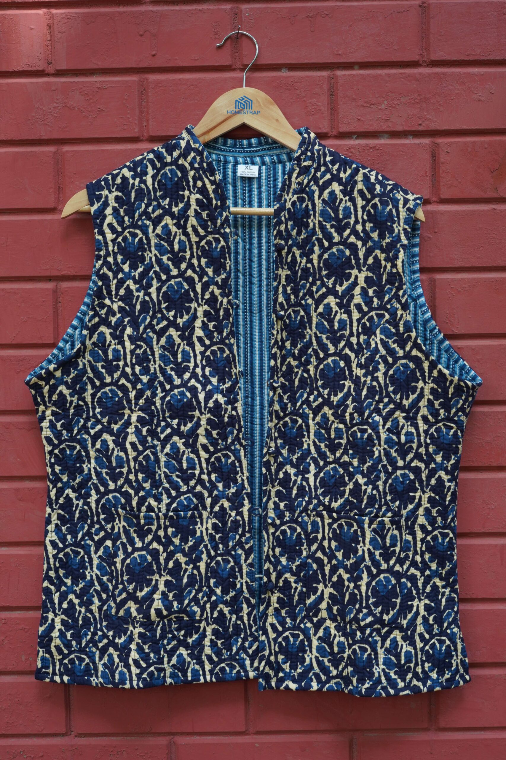 Womens Navy Blue Velvet Embroidered Jacket with Floral Design - Image 8
